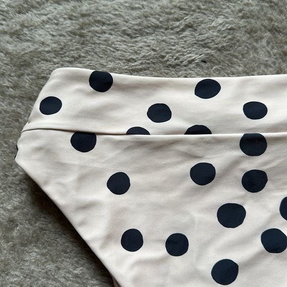 Aila Blue Polka Dot High Waisted Bikini Bottom S - Picture 3 of 10
